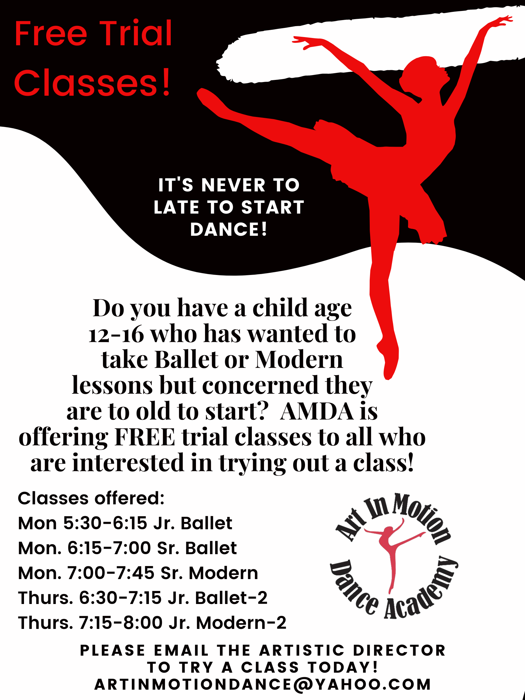 Ballet & Modern Ages 12-16 - Free Trial
