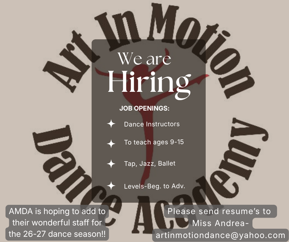 We're Hiring! Email artinmotiondance@yahoo.com